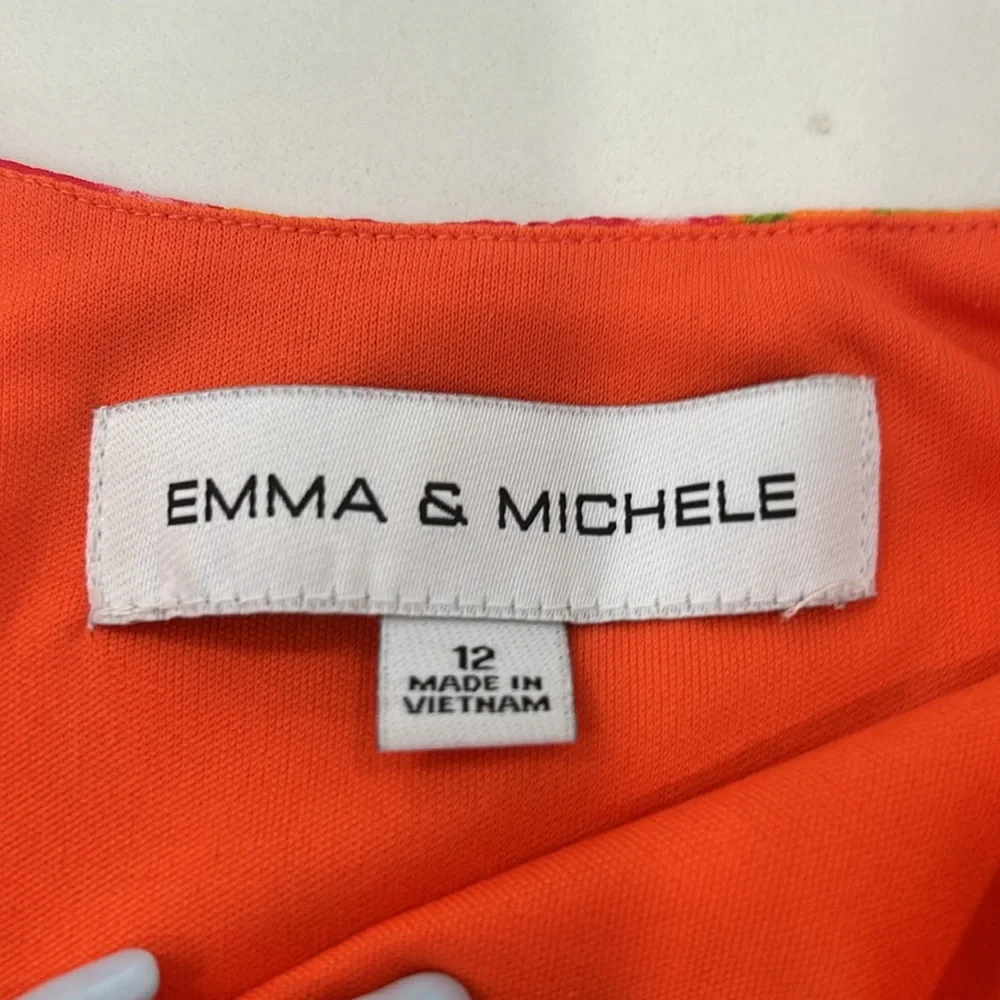 Enna & Michele Orange Sleeveless‎ Chiffon Floral Peplum Top. Size XS